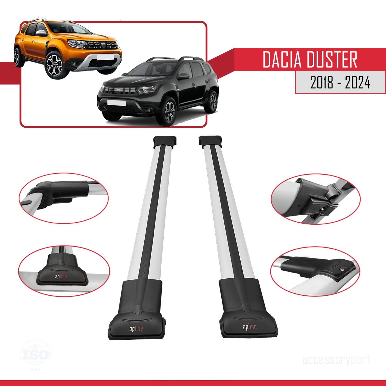 RE&AR Tuning Per Dacia Duster 2018-2022 Barre Portatutto Portapacchi Barre Tetto FLY Modella GRIGIO