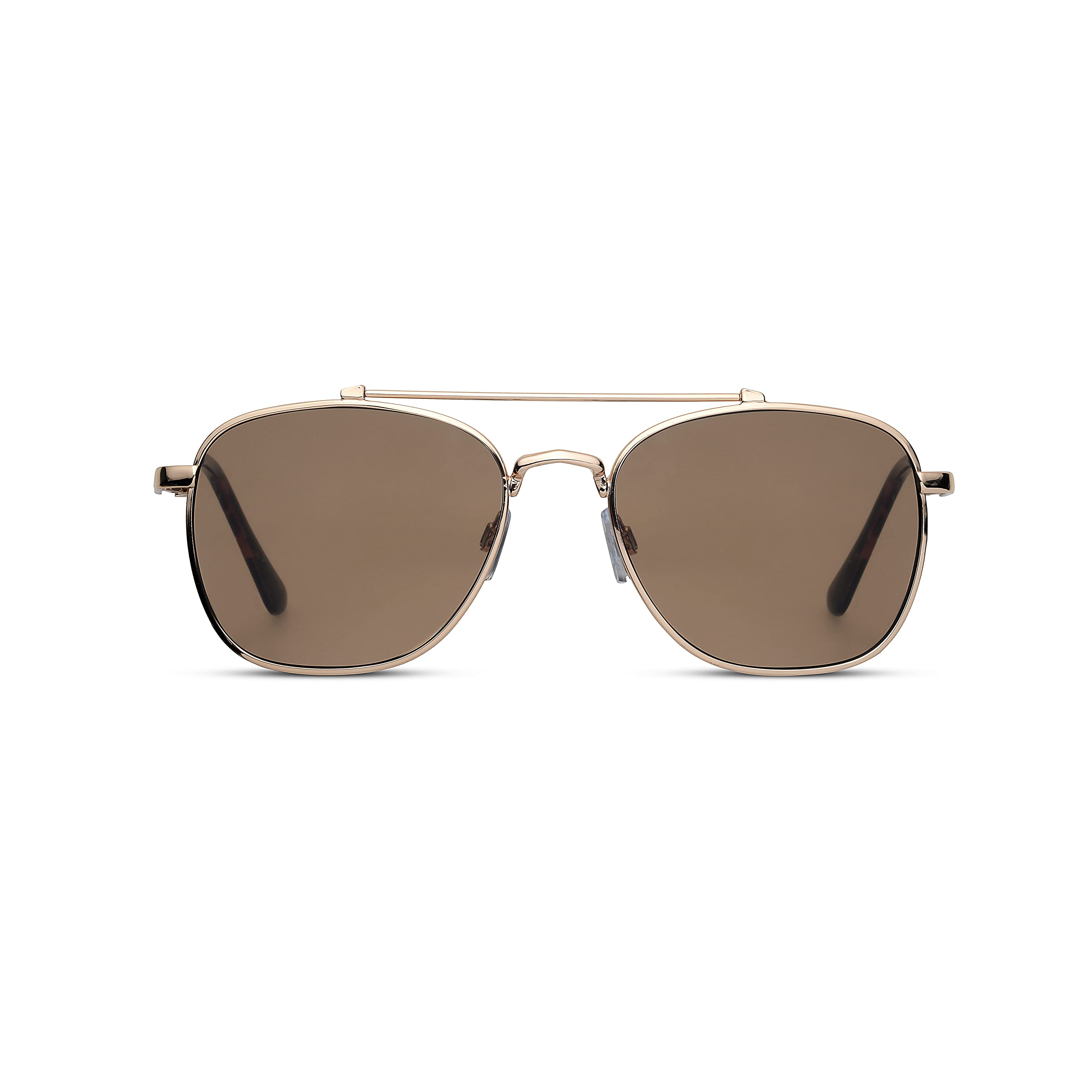 WEATHERPROOF VINTAGE Gafas de sol de diseño para hombre, protección UV400, marco de aviador cuadrado de metal duradero, Dorado brillante, Large