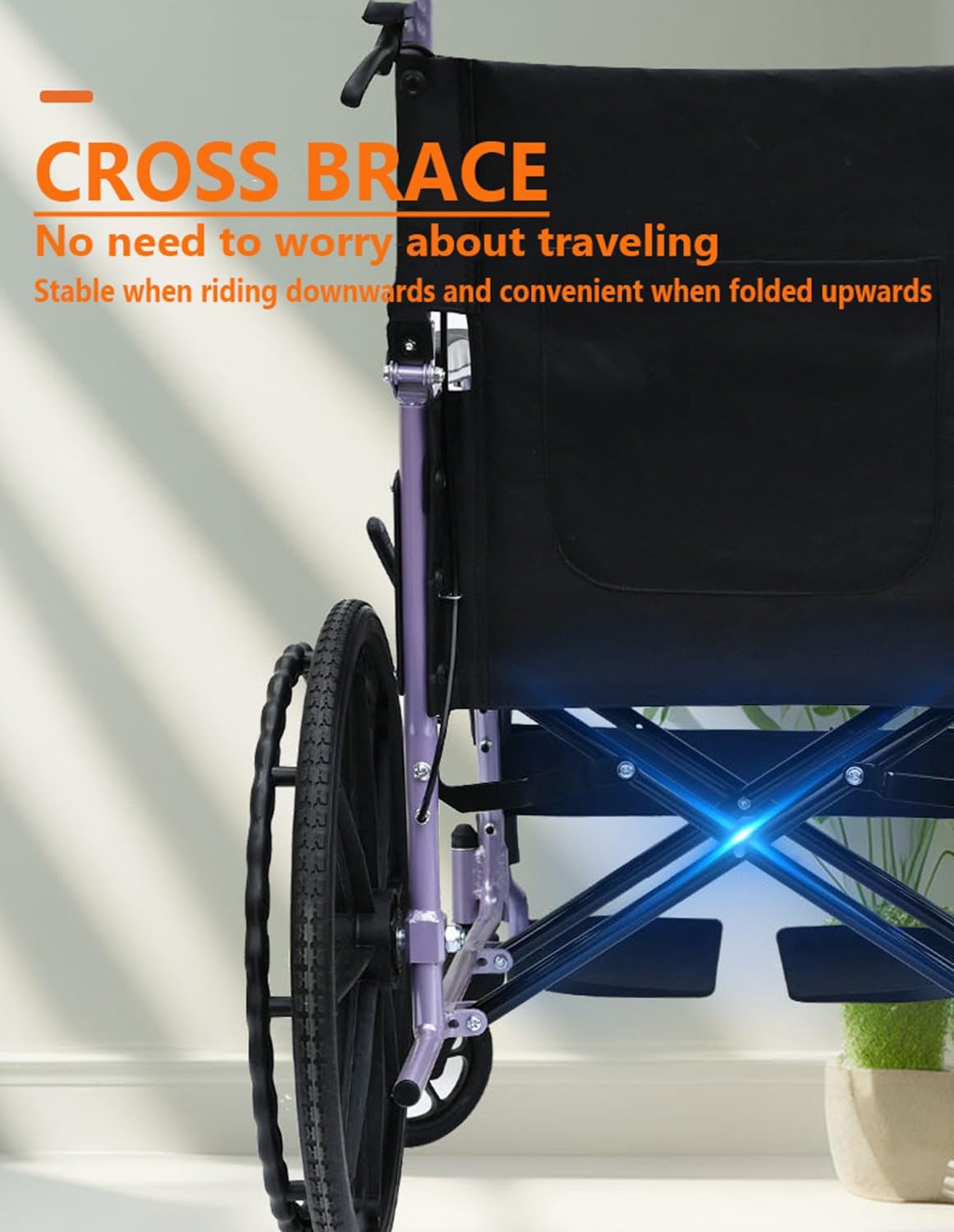Silla De Ruedas De Transporte Ligera, Plegable, Autopropulsada, Silla De Viaje Portátil Fabricada En Acero Al Carbono, Silla De Ruedas De Transporte con Cinturón De Seguridad Y Reposapiés