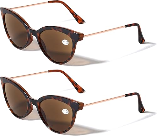 2 pares de lentes de sol de lectura para mujer, lentes de lectura para exteriores, color negro