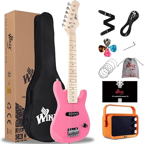 WINZZ - Guitarra eléctrica para niños con kit para principiantes, 30 pulgadas