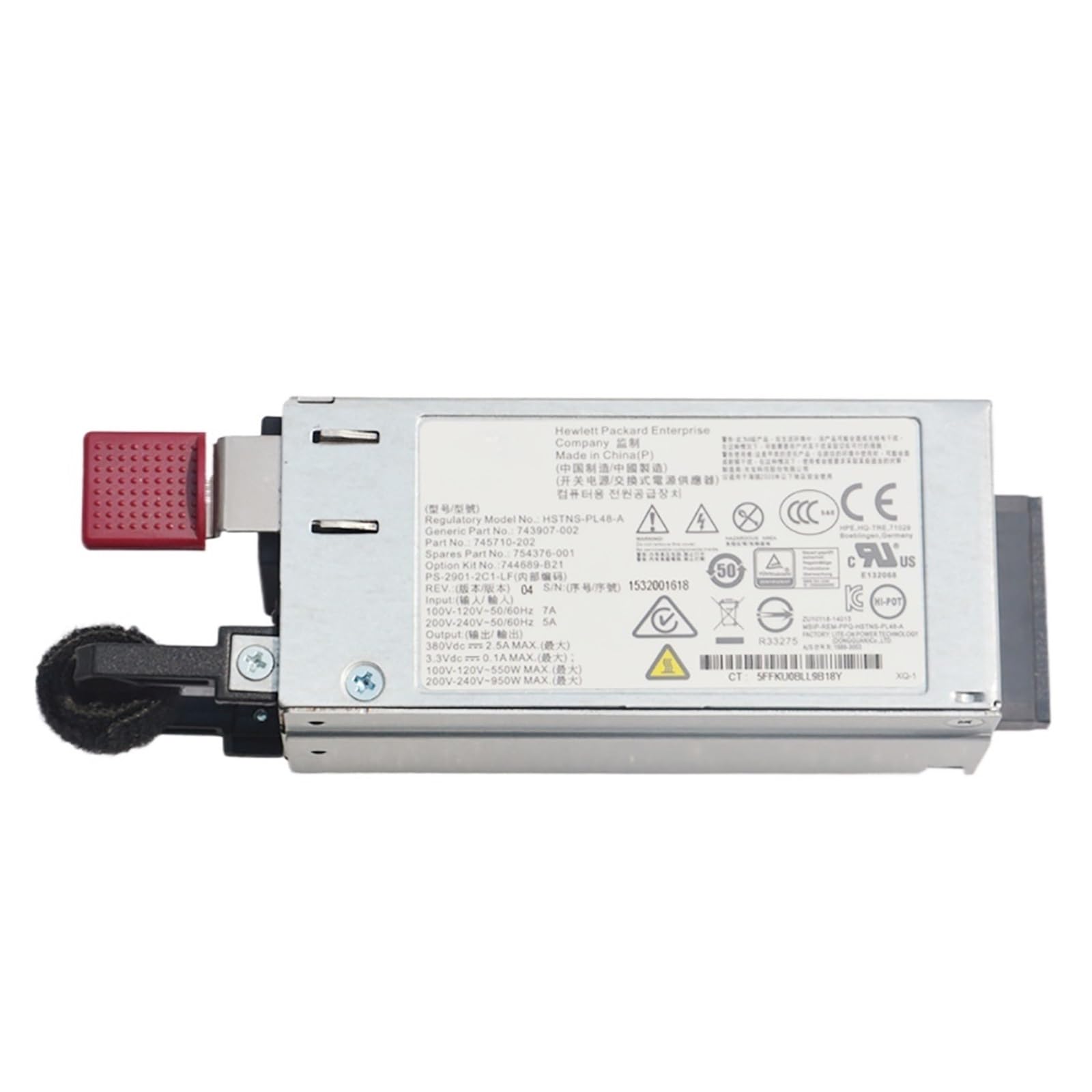 JJKKOZVQF DL20 DL160 G9 Power Supply 754376-001 744689-B21 550W HSTNS-PL48-A