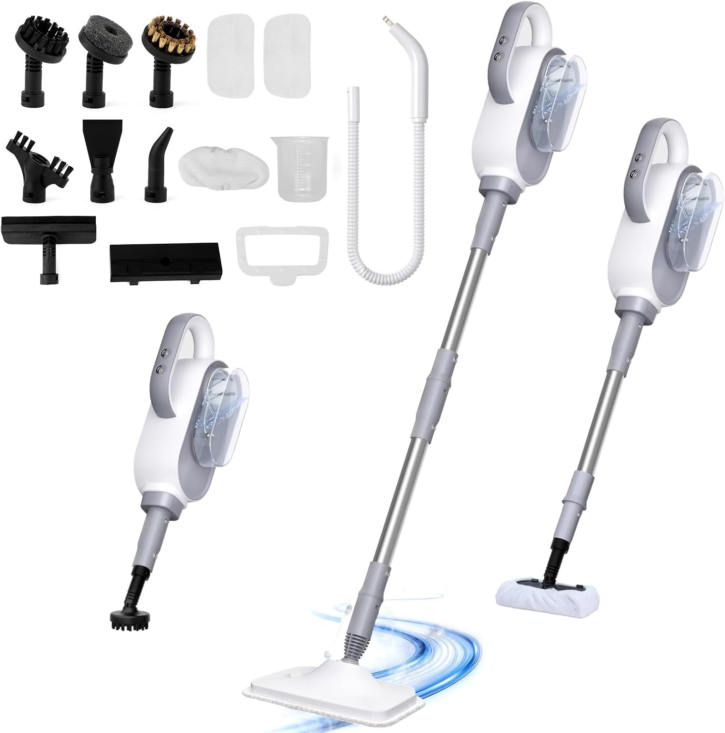 Steam Mop, 13-in-1 Powerful Detachable Handheld Steamer with 14 Accessories, 500ML Removable Tank & 23FT Power Cord for Floor Cleaning, Hardwood, Tiles, Window, Carpet