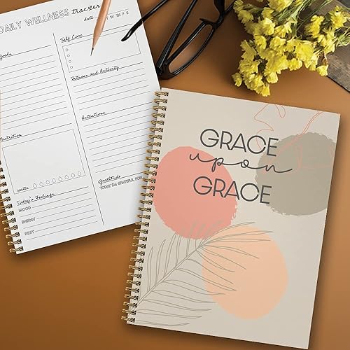 Miniatura 6 de Softcover Grace Upon Grace - Diariocuaderno de salud en espiral de 8.5 x 11 pulgadas, 120 páginas diarias de seguimiento de bienestar, cubierta