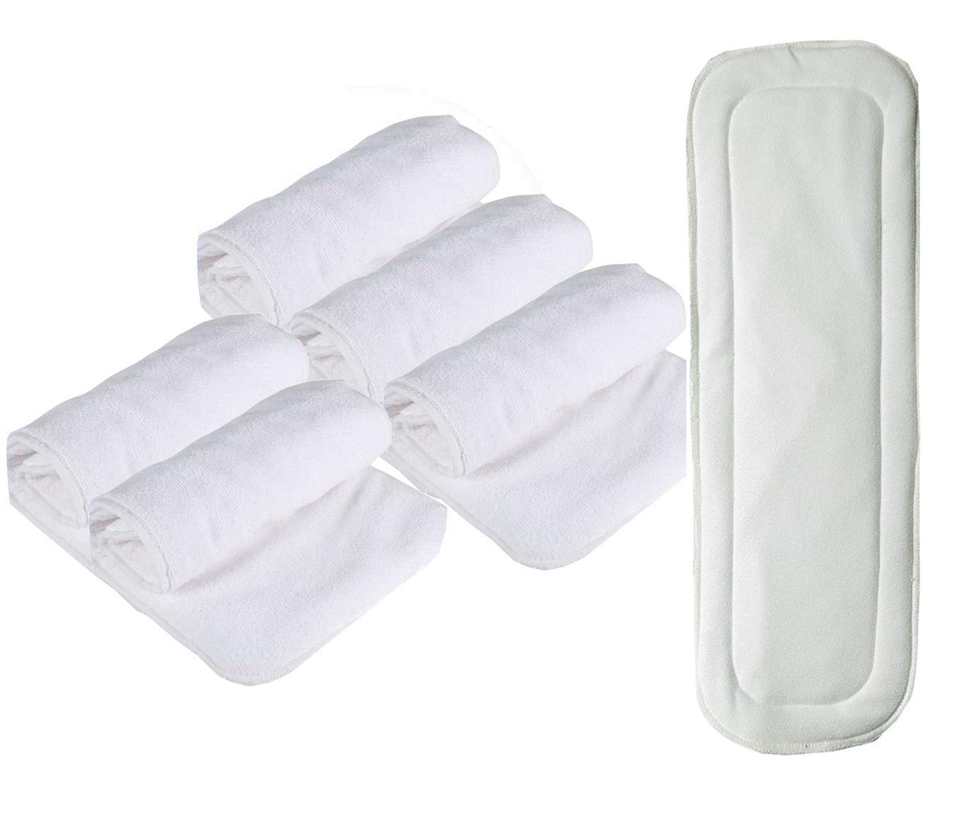 Ineffable Baby Diaper Insert Pad In 4 Microfiber Layer Washable and Reusable Cloth Diaper Pad For Newborn Babies Child and Toddler - 0-24 Months (White, Pack of 6)-image-9