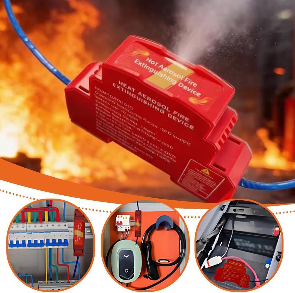 Extintor Cuadro Electrico, Dispositivo AutomáTico de ExtincióN de Incendios Por Aerosol para Panel EléCtrico, Montaje En Riel Din para Armarios EléCtricos E Industriales TambiéN (2PC)