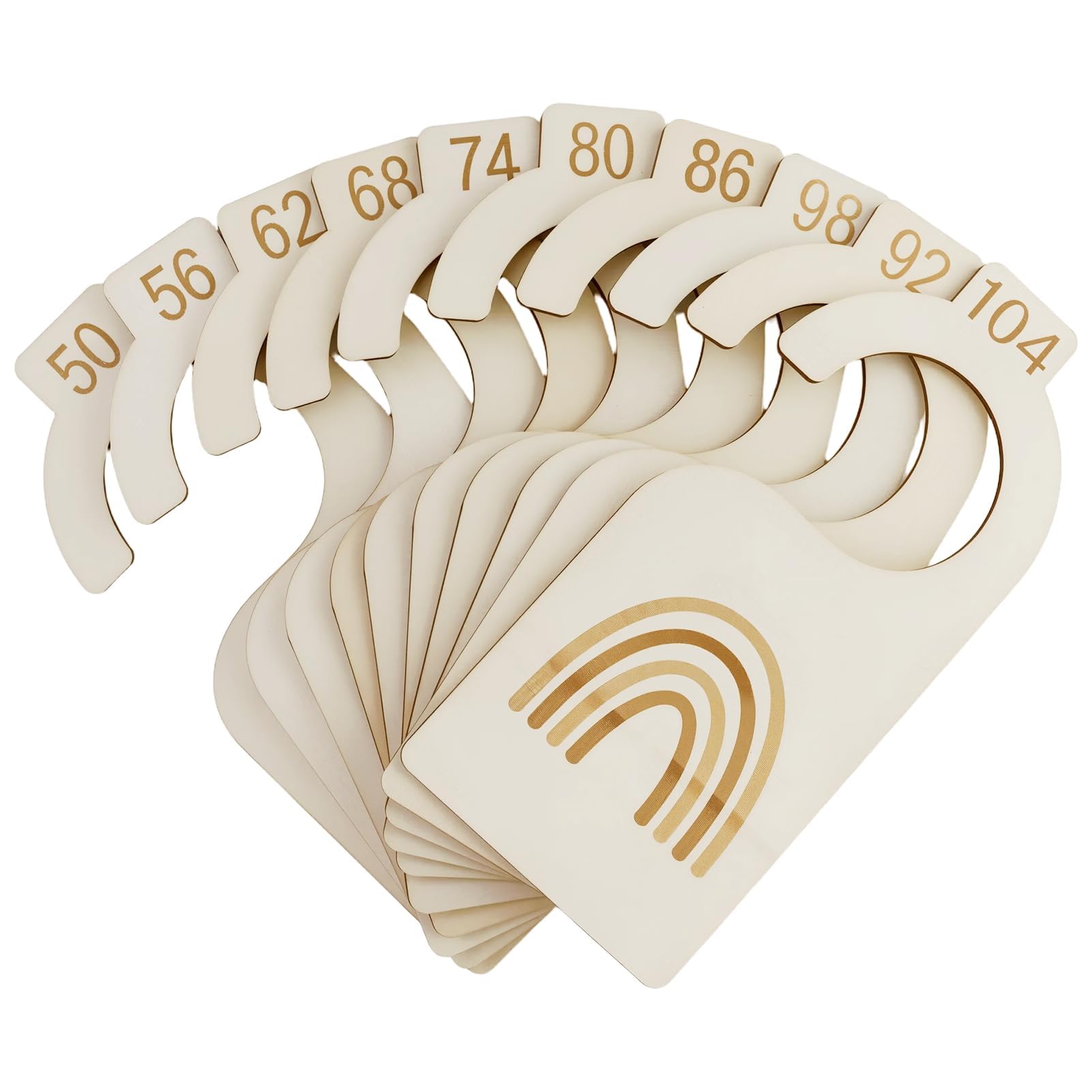 Set di 10 Separatori di Taglia in Legno Per Bambini – per Vestiti (Taglie 50-104) – Divisori per Grucce, Organizzatore di Armadio, Divisori per Vestiti per Bambini