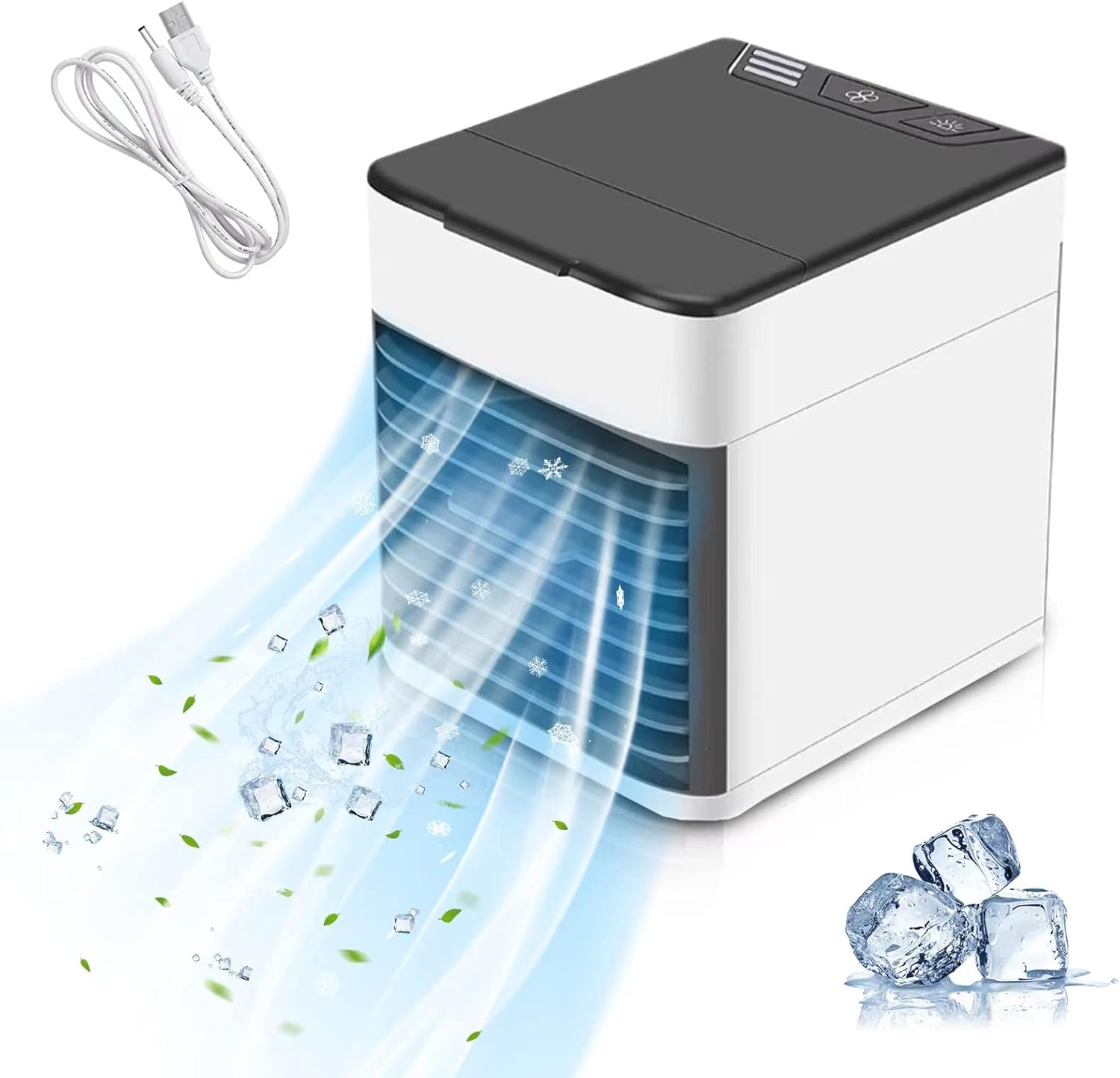 Portable Air Conditioner,Quiet USB Personal Air Cooler with 3 speeds, Cooling Fan with LED Night Light for Home Office Dorm Bedroom