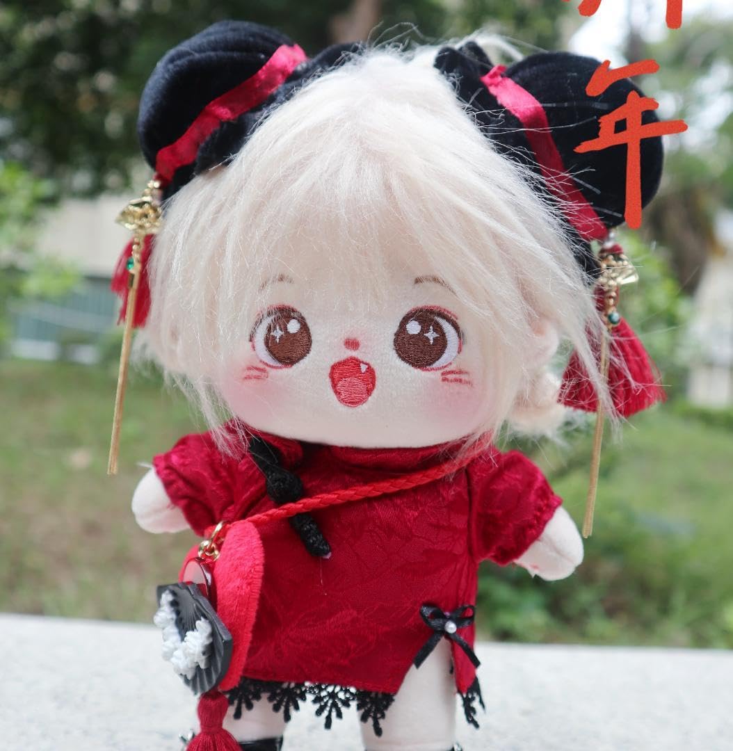 Amazon.co.jp: 20cm 30cm ぬいぐるみ服 赤 黒 チャイナ ドレス お団子
