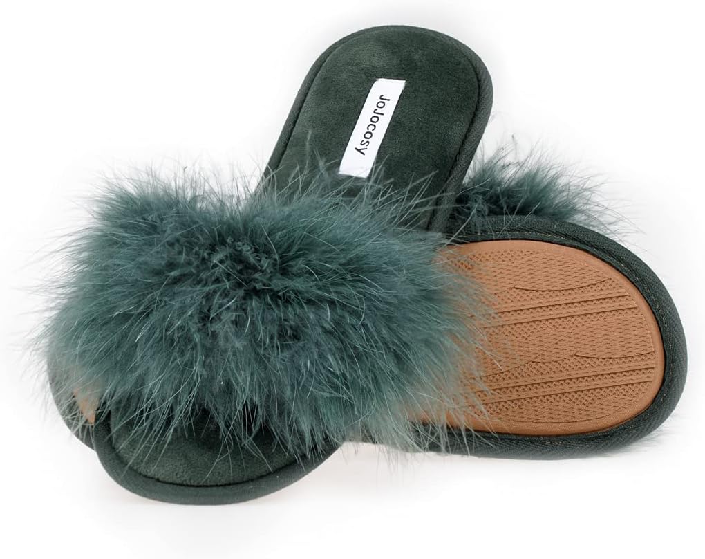 JOJOCOSYExtreme Plush Lady’s Sexy Slip-on Comfortable Slippers Women’s Fluffy Indoor Peep-Toe Scuff