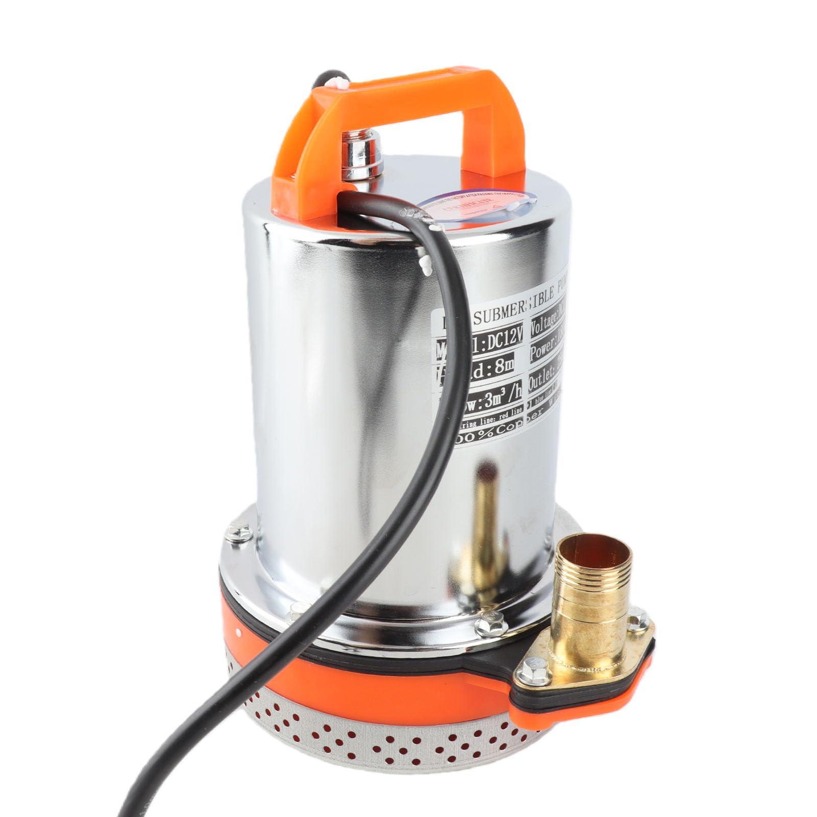 Bomba Sumergible con Batería Solar, Dispositivo Eficiente de Limpieza de Piscinas para Riego de Jardines y Llenado de Tanques de Agua, 180W, 12V, Elevación de 8m (12V)
