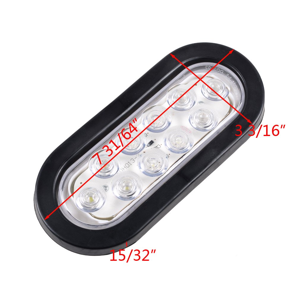 Amazon | 明るいホワイト 6000K 楕円形 10 LED クリアレンズ