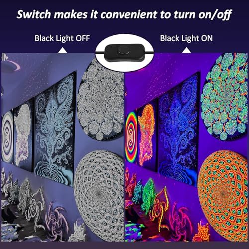 2 Faretti UV LED NATPOW 36W – Luce Nera 400-405nm, IP65 Impermeabile, Con Supporto Regolabile 360° E Cavo 1,5 M, Per Feste E Halloween
