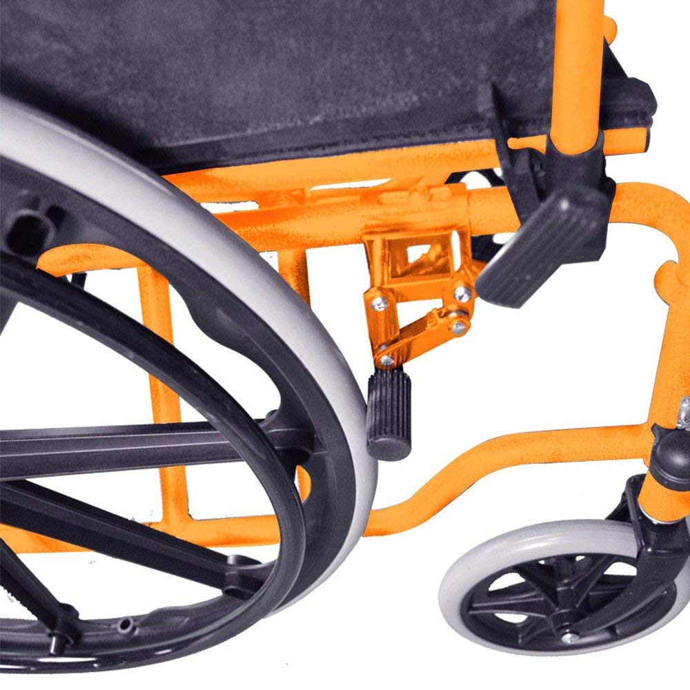 Mobiclinic®, Modelo giralda, Silla de ruedas plegable, Reposapiés y reposabrazos extraíbles, Asiento 46 cm, Ultraligera, Color naranja
