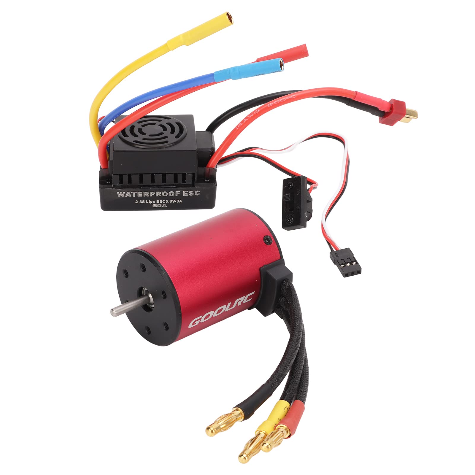 S3650 3900KV wodoodporny bezszczotkowy silnik + 60A bezszczotkowy silnik ESC T wtyczka męska do części do modernizacji samochodu 1/10 RC