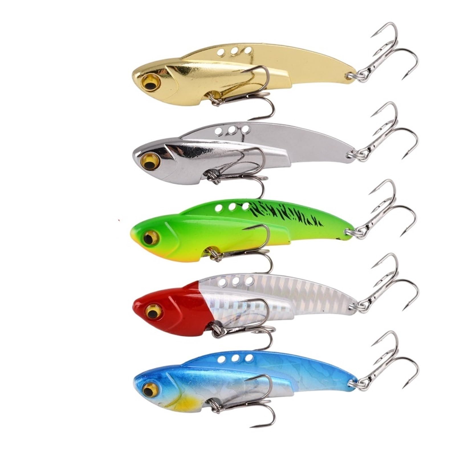 XILILHC 5 Unids/Lote 3D Eyes Metal Vib Blade Señuelo 13g 18g 25g 30g Hundimiento Vibración Cebos Artificial Vibe For Lubina Señuelos De Pesca De Perca