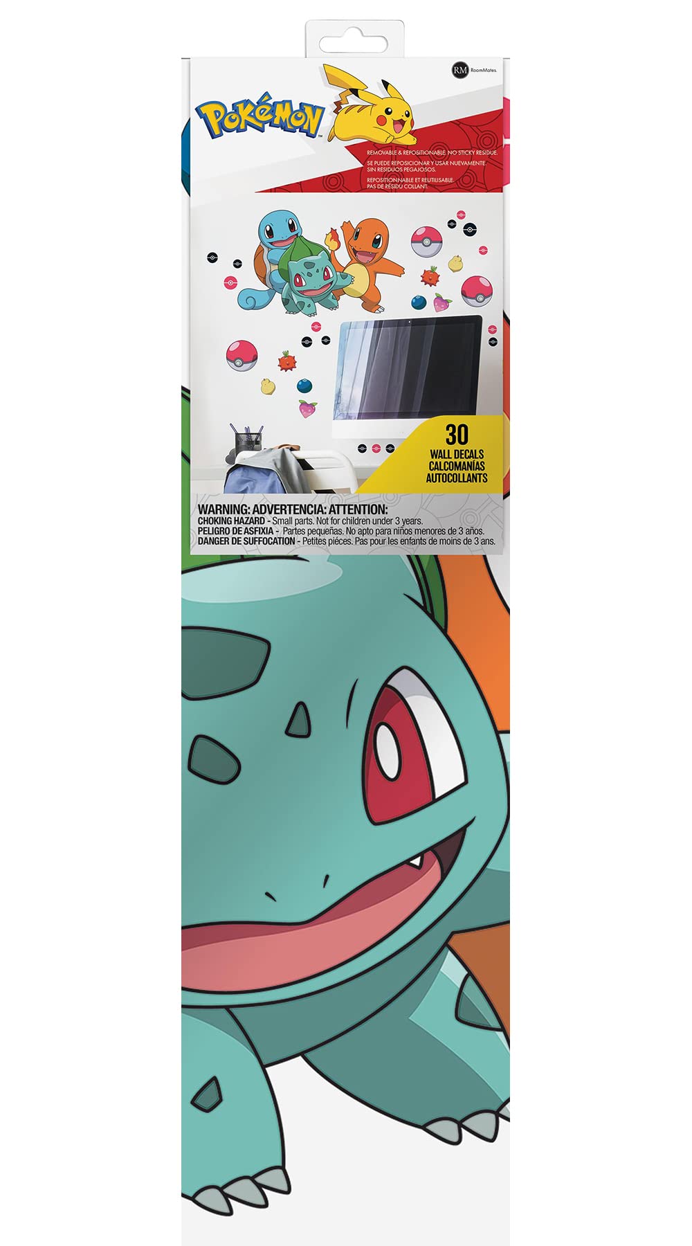 Pokemon Squirtle, Charizard & Bulbasaur Giant Wall Stickers
