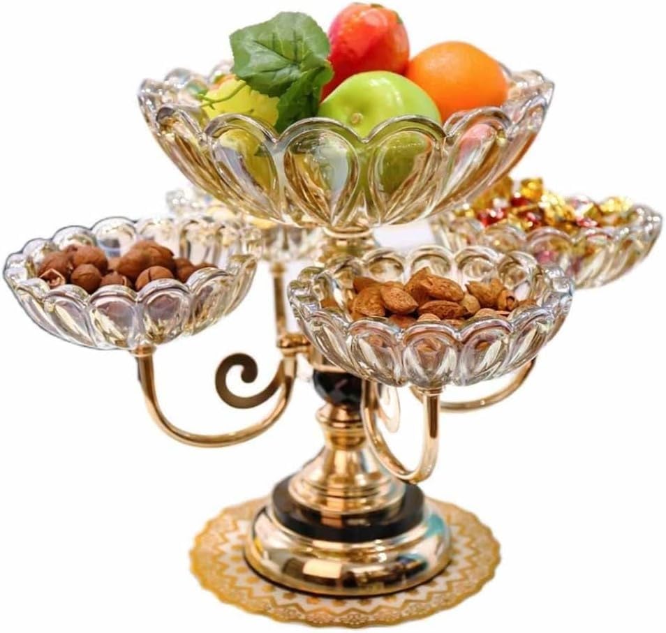 Corbeille à fruits rotative multicouche, plateau à fruits en verre cristal pour la maison, le salon, la décoration de table à thé