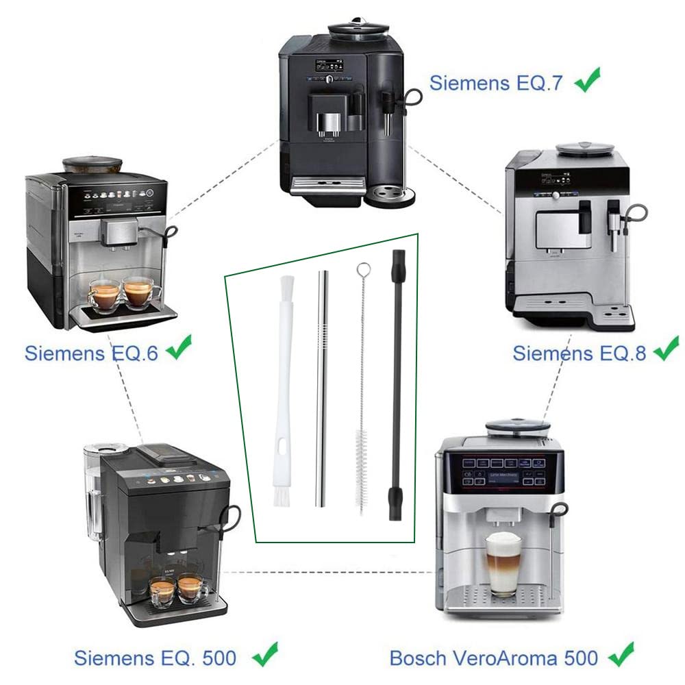 Aieve RVS Melkslang en reinigingsborstelset compatibel met Siemens EQ.6 Plus ExtraKlasse / Plus S700 / S300, EQ.7 Plus en Bosch VeroAroma volautomatische koffiemachines