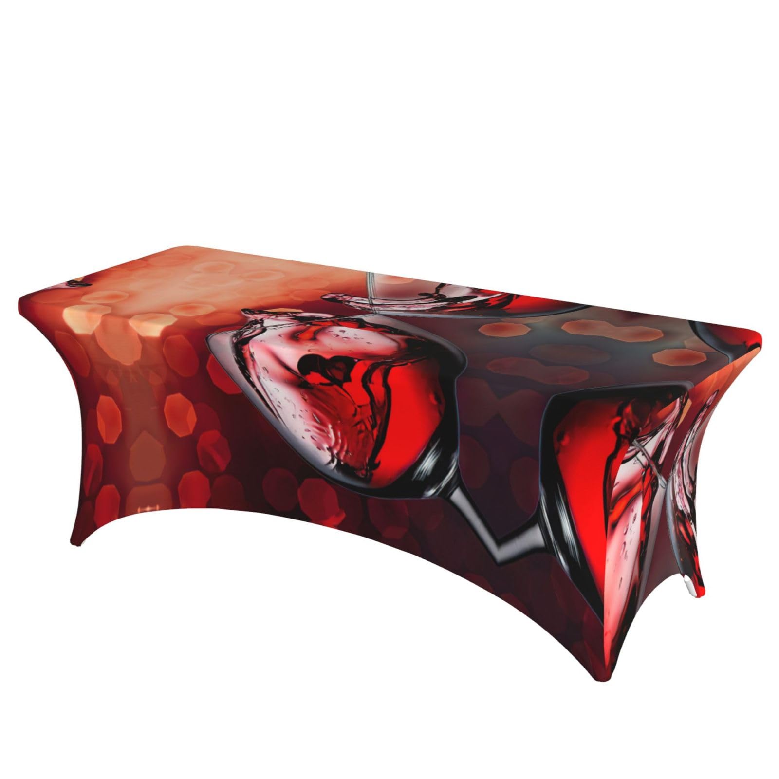 Nappe élasthanne motif verre à vin rouge pour buffet de mariage