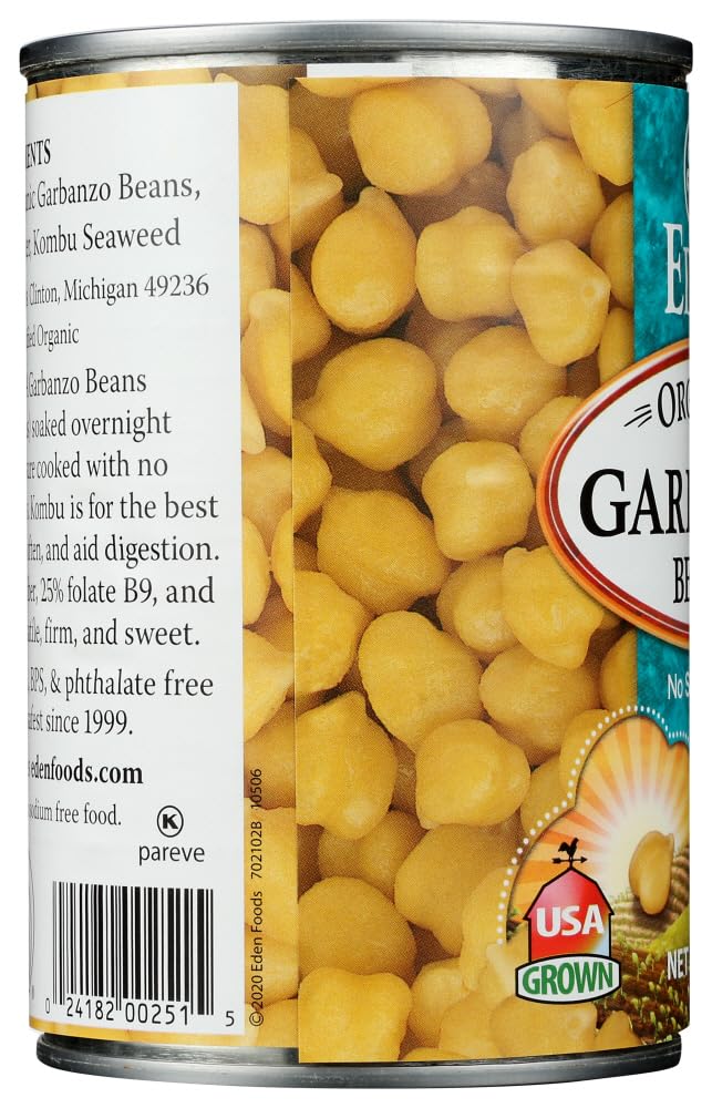 Eden Organic Garbanzo Beans, No Salt Added, 15-Ounce Cans (Pack of 12) ( Value Bulk Multi-pack)