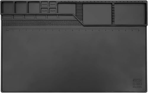 Miniatura 2 de Htm-203 - Alfombrilla de trabajo de reparación magnética negra resistente al calor, gran alfombrilla de silicona para soldar, ampliar el área de