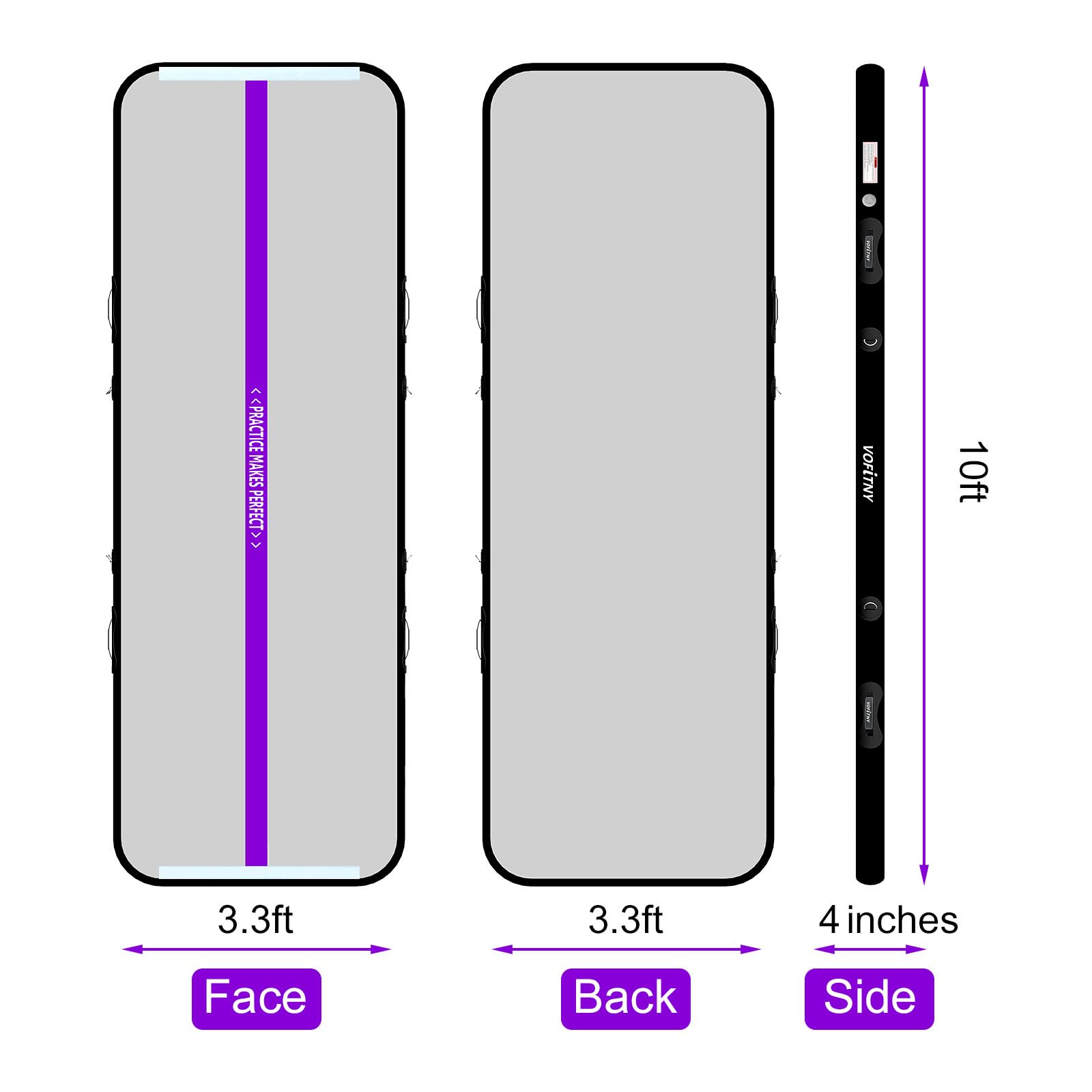 VOFiTNY Tappetino Ginnastica Artistica Di altezza Tappetino da Ginnastica Gonfiabile multiuso robusto, per casa/palestra Air Tumbling Track
