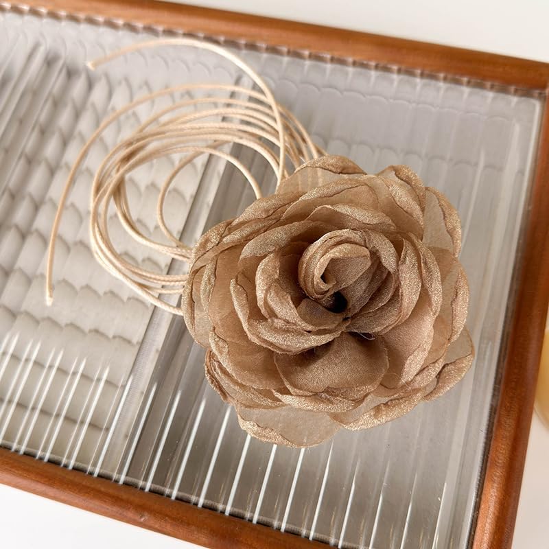 Flower Necklace for Women Big Rose Flower Choker Floral Necklace Wedding Bride Jewelry - Image 2