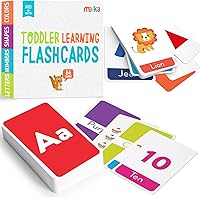 Merka Toddler Flash Cards: 64 Double-Sided Alphabet, Numbers & Shapes for Ages 1-4 - Interactive Learning Cards 4.2x2.4"
