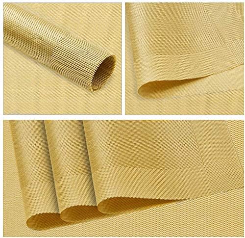 Image of Dining Table Placemats & Runner Set - Heat Resistant, Washable & Stain Resistant Woven Vinyl Mats | Table Runner & 6 Placemats Set for Stylish Dining (45x30 cm Placemats, 180x30 cm Runner)