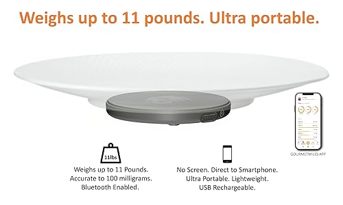 Miniatura 4 de MACROSCALE Báscula de alimentos portátil. Úsalo con la aplicación de monitoreo de dieta Gourmetmiles. Ultraportátil, Bluetooth, sin pantallas.