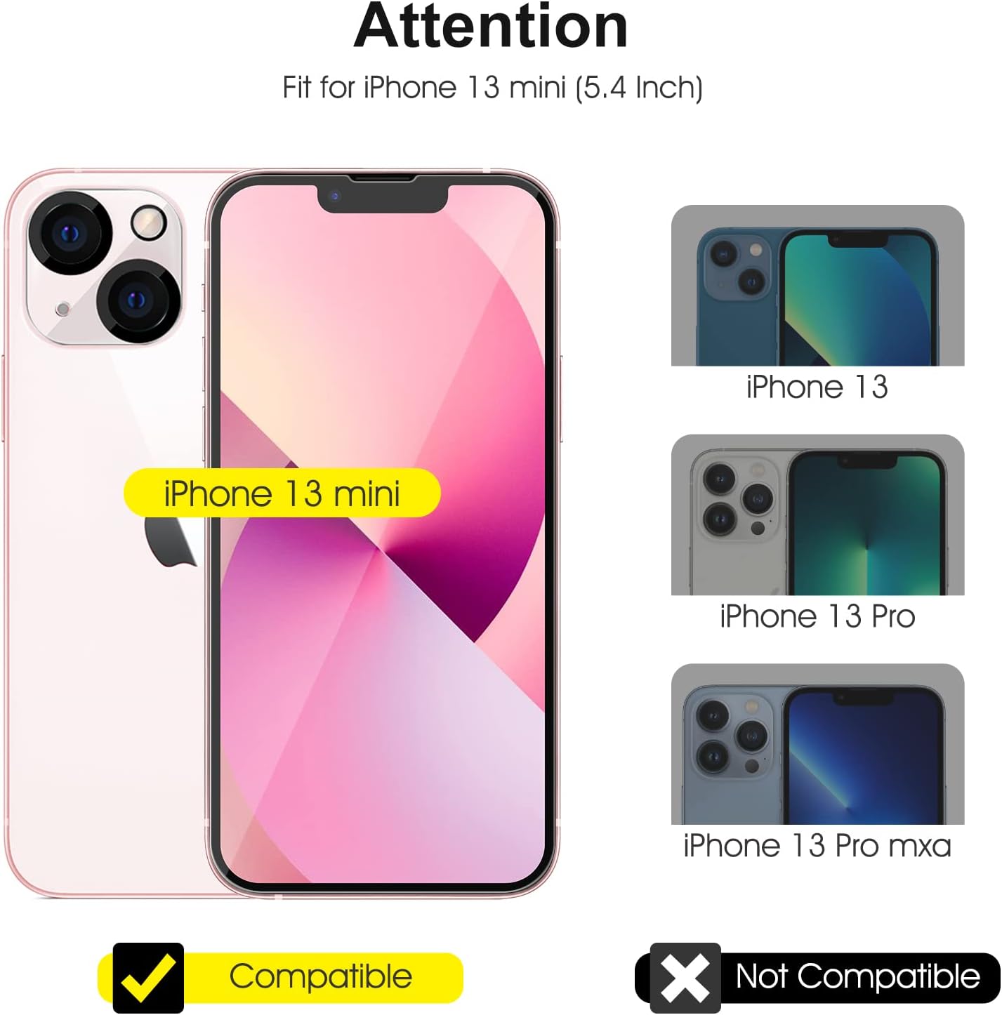 [3+2 Packs] SPARIN Compatible for iPhone 13 Mini Screen Protector 2021(5.4 inch) with Camera Lens Protector, 9H Hardness/Case Friendly/Tempered Glass/Alignment Frame