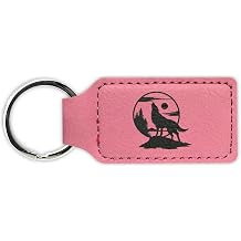 RDW Howling Wolf Moon Keychain Leatherette Rectangle - Laser Engraved - Key Chain Ring - wild wilderness nature freedom