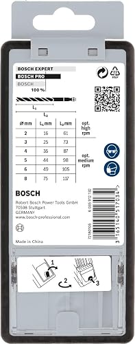 Bosch 7x PRO Wood HSS Hex Brad Point Drill Bit Set (for Softwood, Hardwood, Ø 2,0, 3,0, 3,0, 4,0, 5,0, 6,0, 8,0 mm, Professional Accessory Rotary Drill/Drivers) - 4