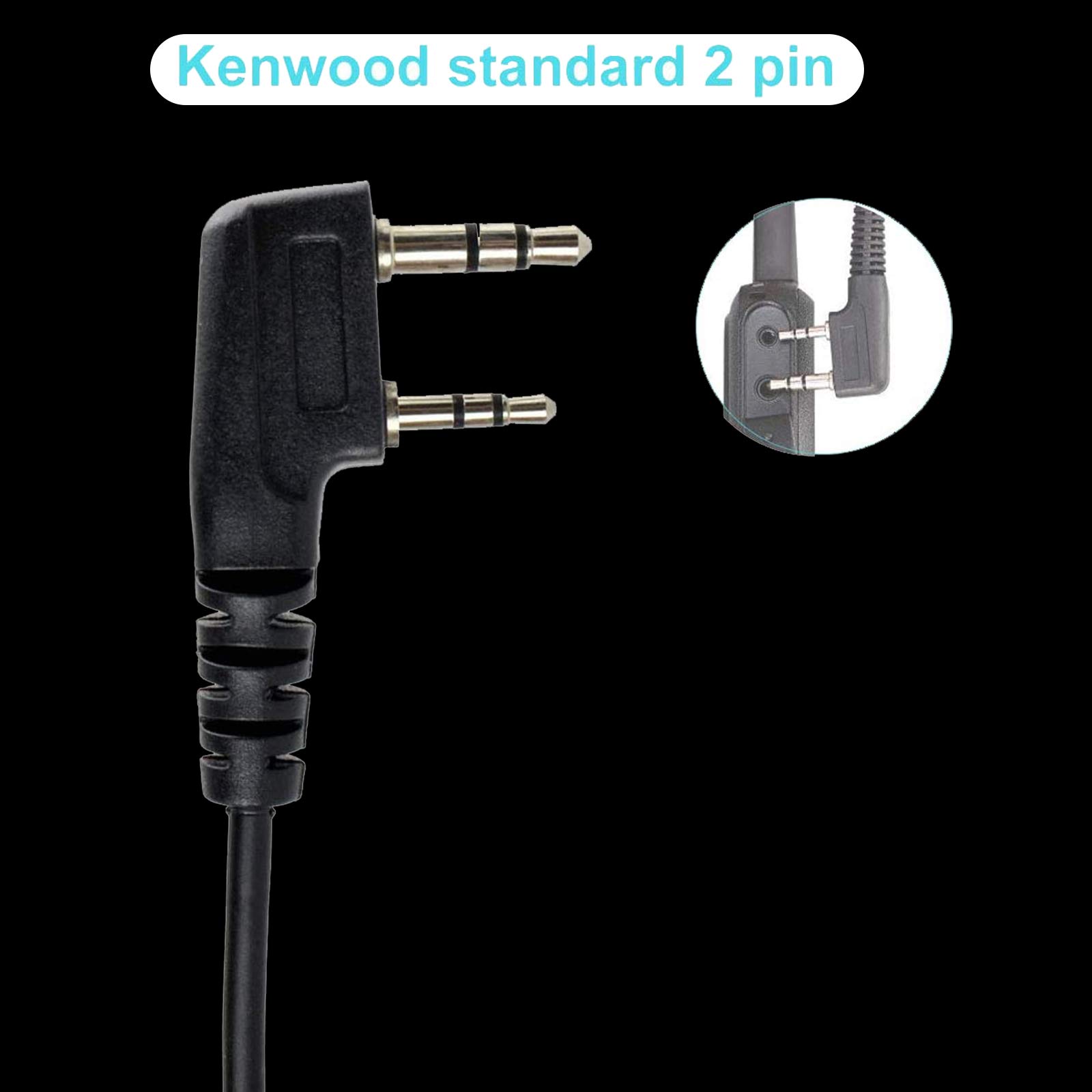 Retevis Mikrofon głośnikowy Walkie Talkie, 2-pinowy mikrofon przewodowy Kenwood, gniazdo 3,5 mm, kompatybilny RT24 RT622 RT668 Baofeng GT-5R UV-5R BF-888S Kenwood YAESU Thunderpole TX CB Radio (1 szt