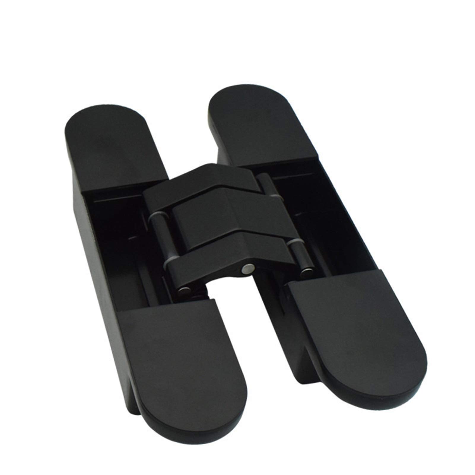 Alamic Invisible Hinges 6-Pack，Heavy Duty Hidden Cross Hinge，5.5/6.3 Inch Three-Dimensional Adjustable(Black,80KG-6.3 inch)
