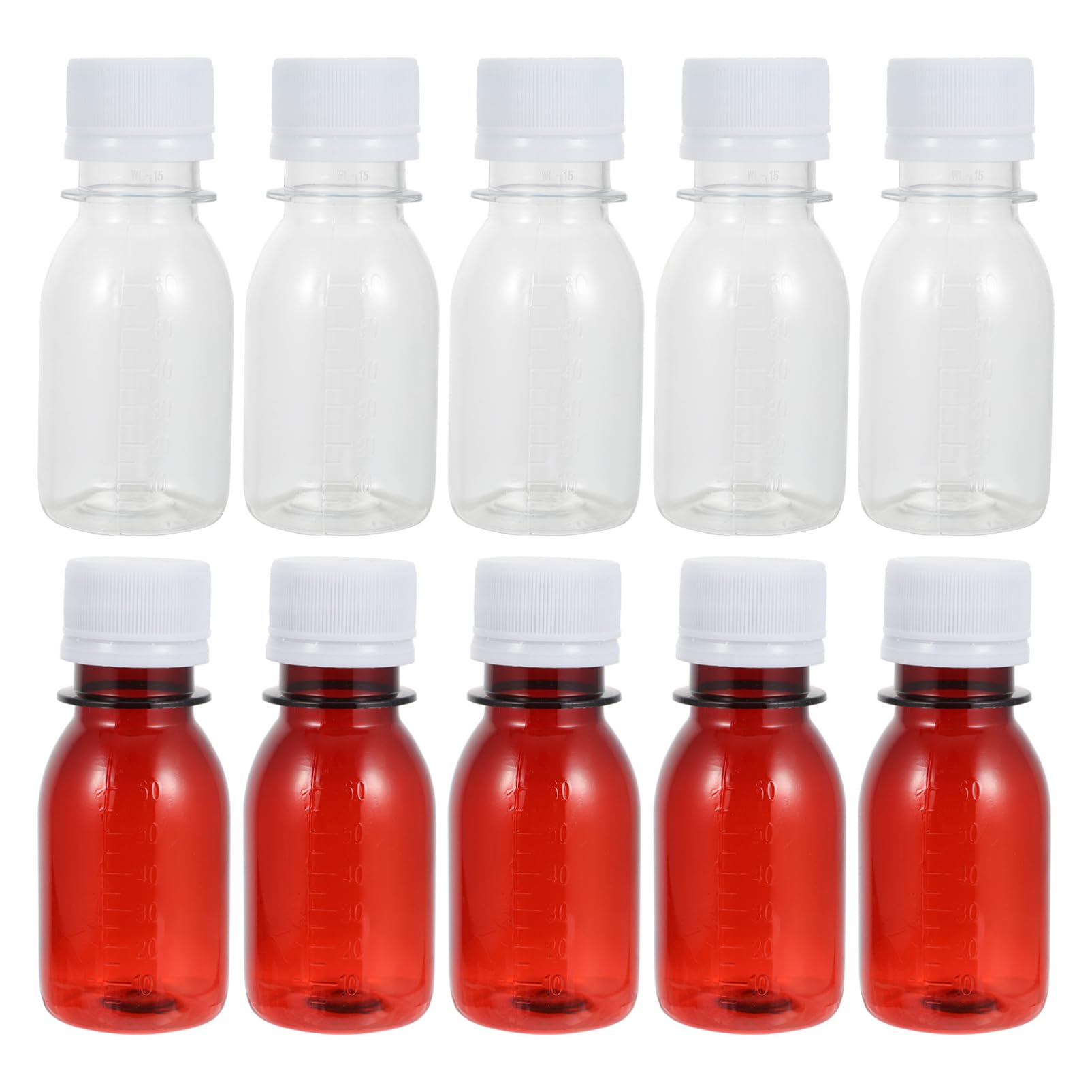 KICHOUSE 20pcs Transparent Reagent Bottle Reagent Bottle with Screw Cap The Pet Graduated Reagent Bottle White Plastic Leak Proof Bottle