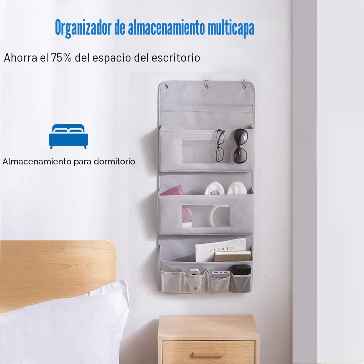 Organizador Colgante con Bolsillos Práctico Almacenamiento Colgante Organizador Bolsillos para Cocina Dormitorio Albaricoque