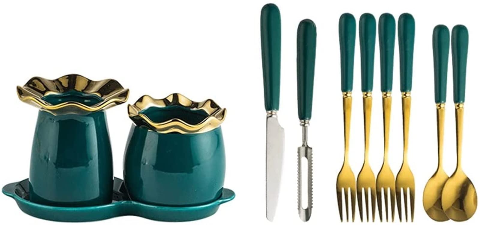 Cucharas De Mesa Bifurcación de frutas acero inoxidable, Forks ensalada/Set Cutlery, for Family Restaurant Fiesta Boda Silaterra Sopa Antigoteo Servir(Set 1)