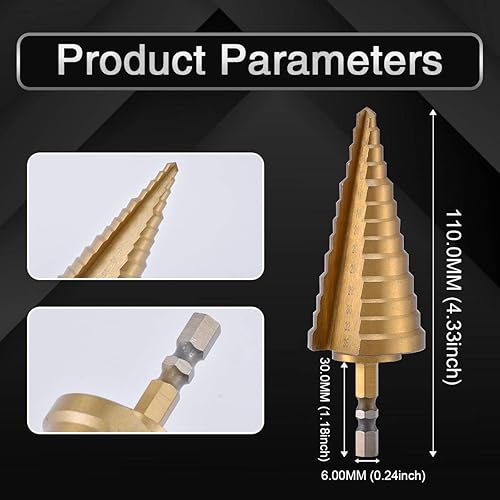 Miniatura 2 de KATUR Broca escalonada de titanio HSS en espiral, broca Unibit para cortar agujeros de perforación en acero, hoja de metal, múltiples agujeros