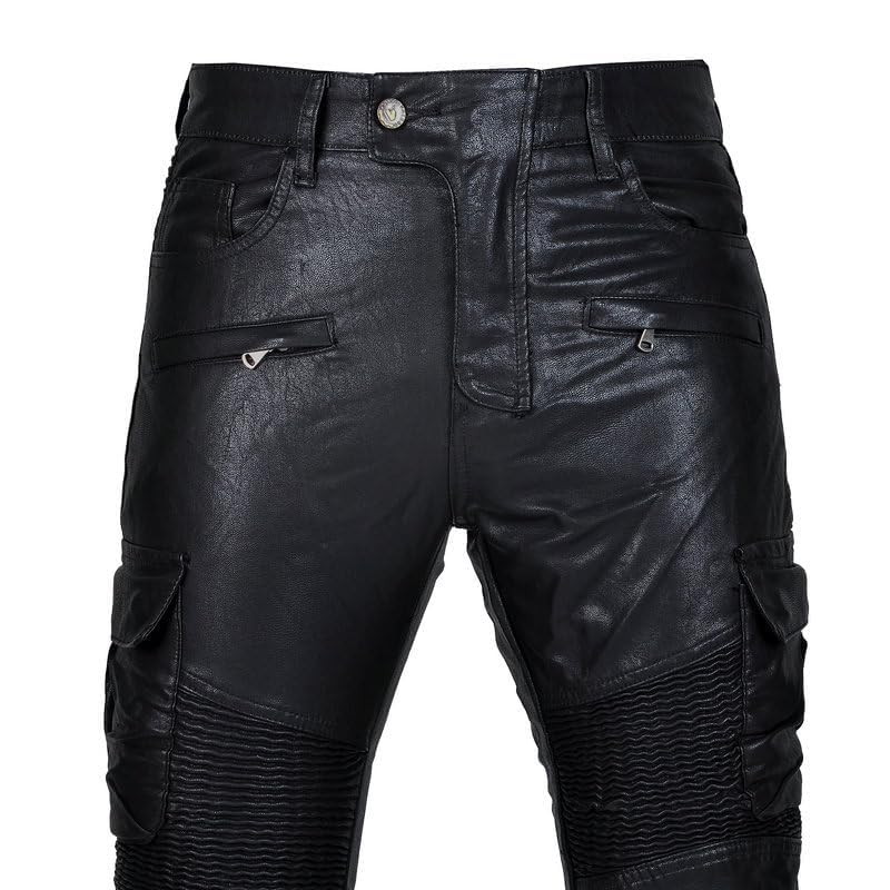 バイク用パンツ ブラック デニム レザー HIGH QUALITY レザーパンツ レディース ライダーレザーパンツ