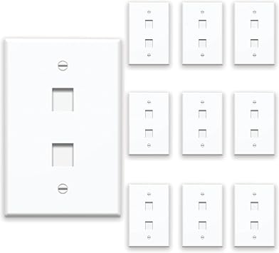 Legrand - OnQ Single Gang Keystone, Phone Wall Plate and Cable Wall Plate, Screw-In Plastic Wallplate, White, 10 Pack, WP3402WH10