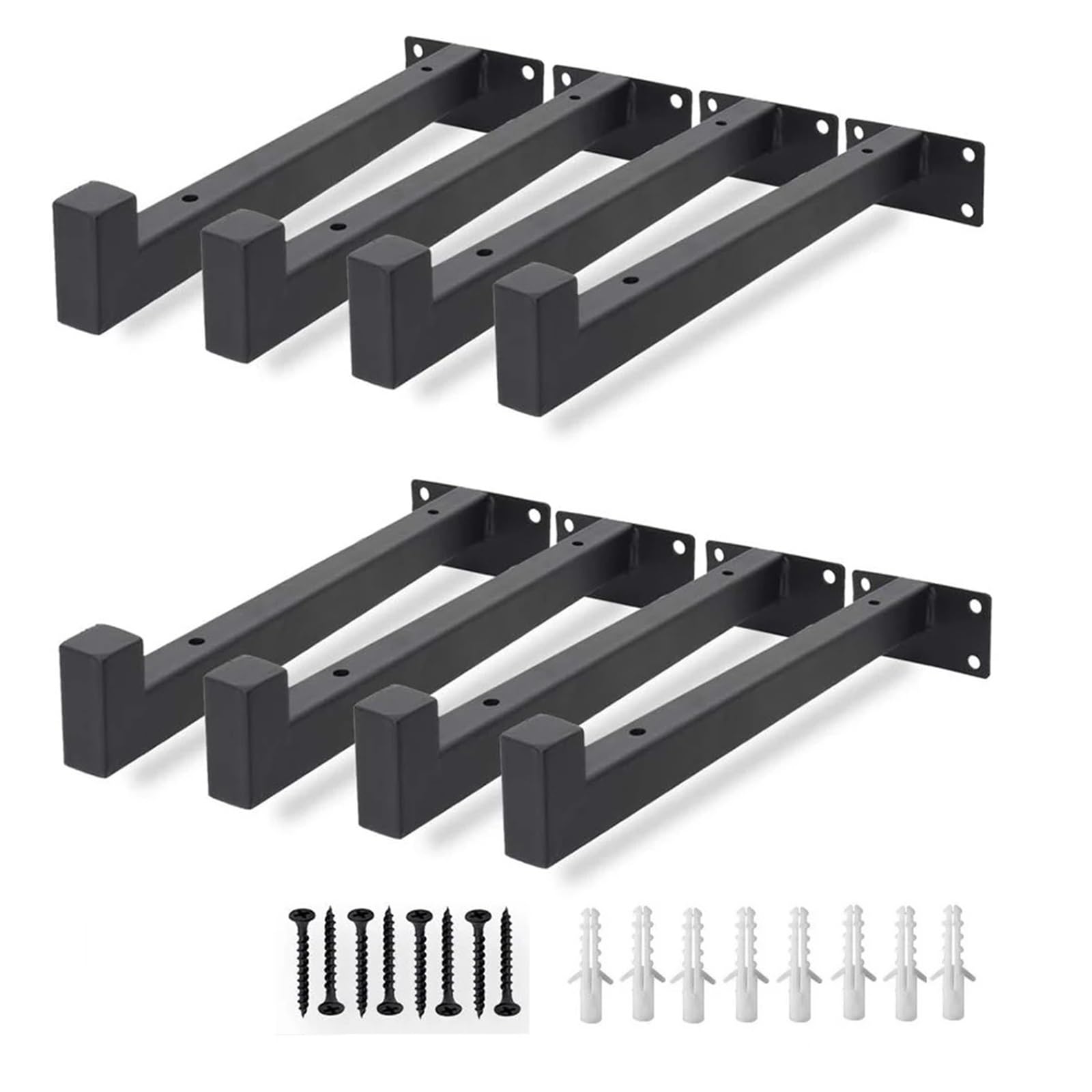 Shelf Brackets Packaging of 8 Elastic Floating Shelf Brackets with 8inch (Black) Edges for Rural Industrial Shelves for the Kitchen