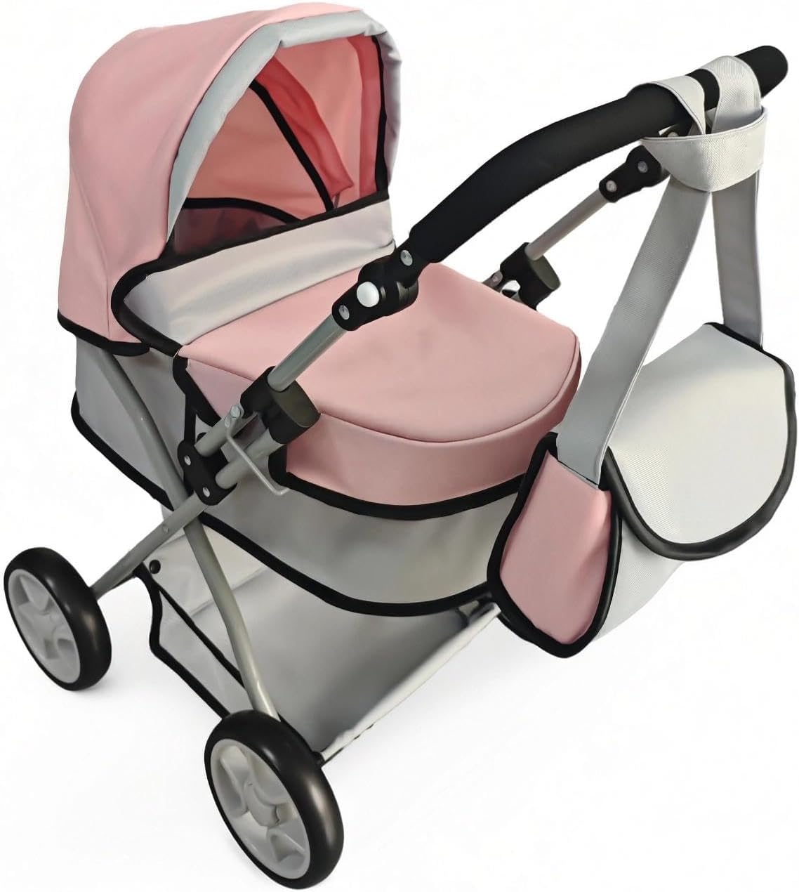 Zero Pam Baby Doll Stroller, Baby Dolls Stroller, Trendy Doll Pram-Include Foldable Frame, Portable Travel Bag, Cosy Set, Adjustable Handle, Storage Basket, Canopy-Fits 18 to 22 Inch Dolls