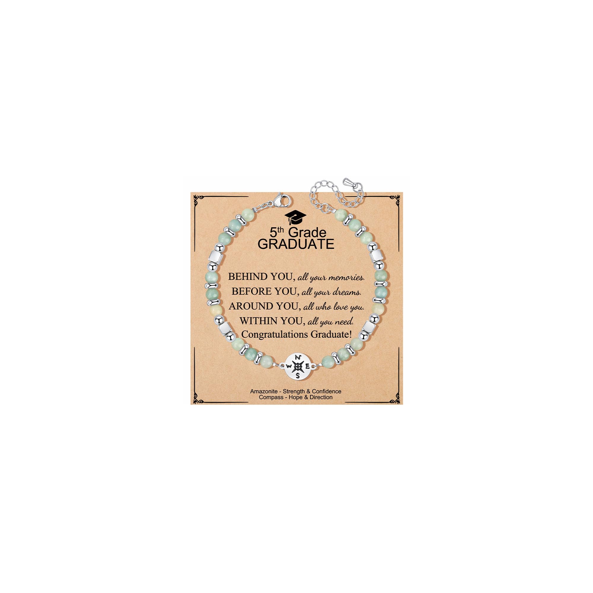 JoycuFF Graduation Gifts for Her Class of 2026 College High School 5th 8th Grade Preschool College Middle School Teen Girls Graduation Gifts The Adventure Begins Compass Bracelets for Women