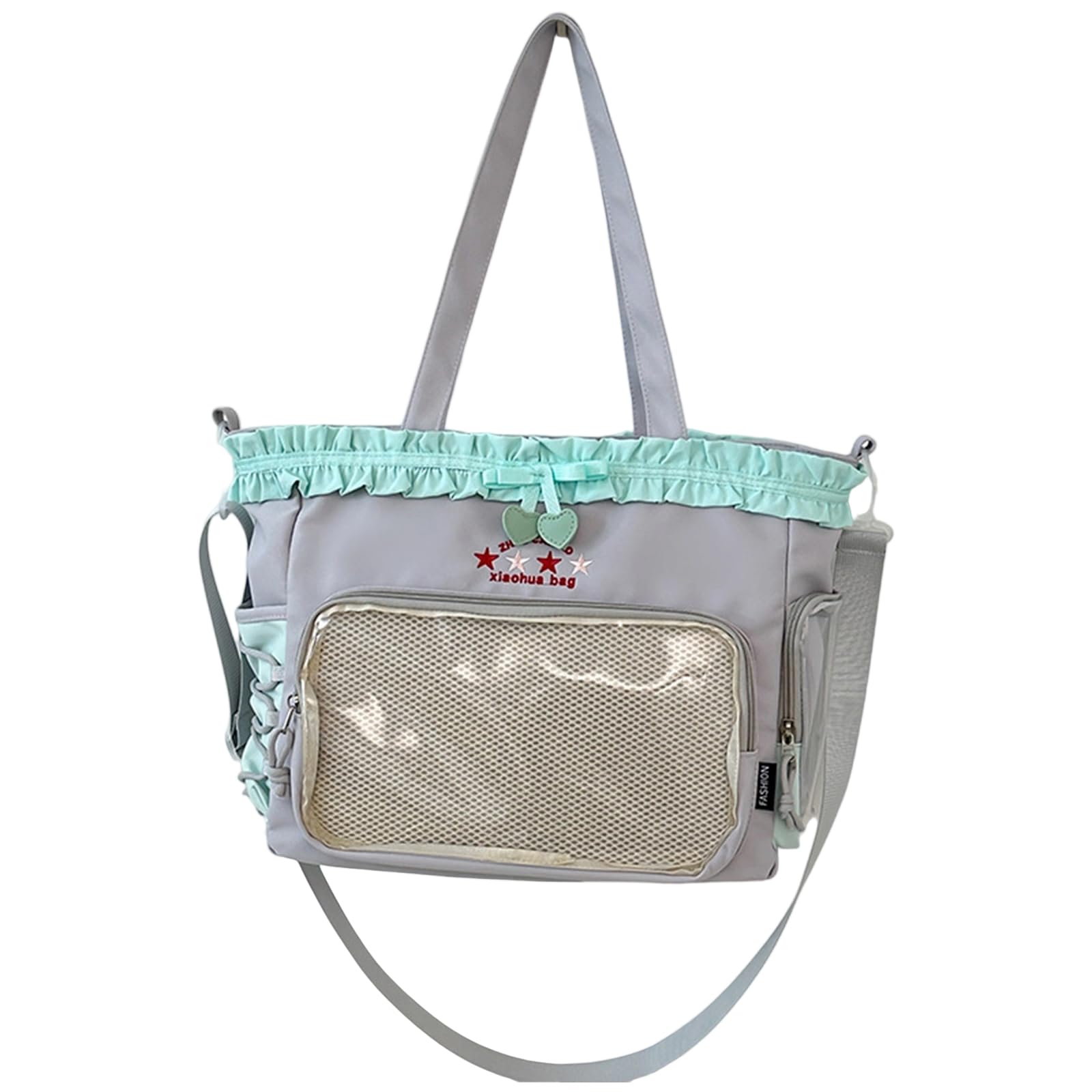 RAFGALDEX Large Capacity Crossbody Bag for Pin Display Lovely Itabag Ruched Lace Bows Shoulder Bag School Messengers Lovely Itabag
