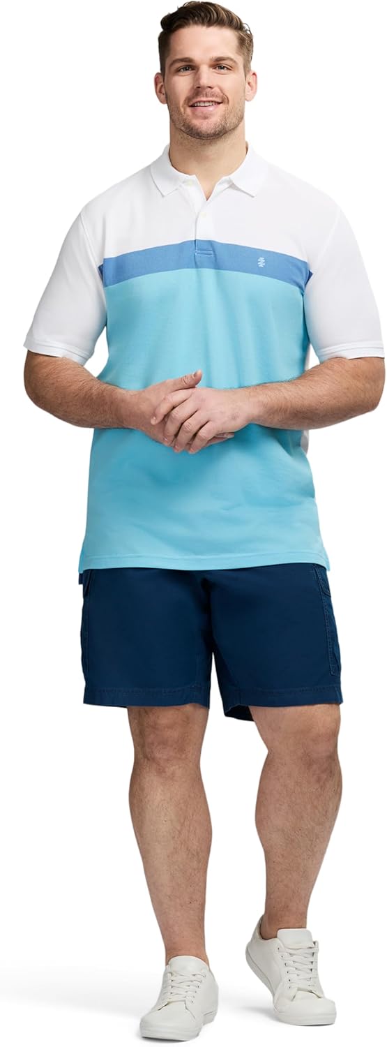 Izod Men's Big and Tall Advantage Performance Short Sleeve Stripe Polo Shirt