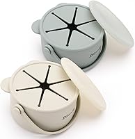 Dilovely Silicone Toddler Snack Cups, Spill-Proof Baby Food Containers with Dustproof Lid, BPA-Free Dishwasher Safe 9oz 2-Pack