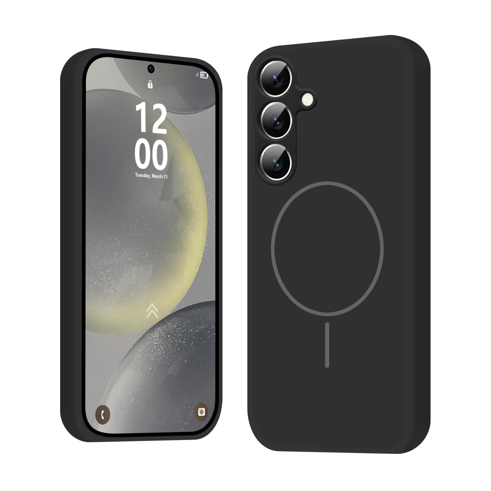 For Galaxy S24用 ケース MagSafe対応 SC-51E SCG25 シリコン 耐衝撃 軽量 衝撃吸収 携帯ケース 米軍MIL規格取得 マグネット搭載 ワイヤレス充電対応 Forギャラクシー S24用 指紋防止 滑り止め (ブラック)