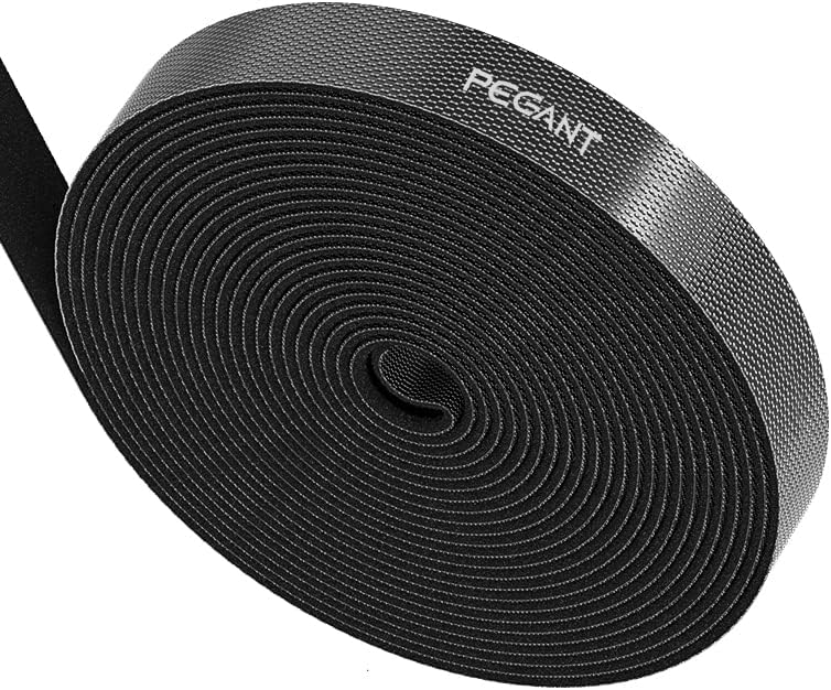 PEGANT 5M Cable Tidy Management Fastening Tape Sticky Strips Hook Loop Reusable Flexible Wire Ties Cable Organiser for Computer, TV, Power and Other Cables